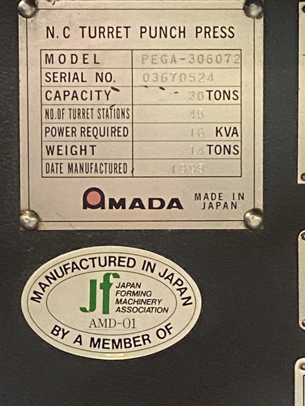 AMADA PEGA 367 45 STATION 4 AUTO-INDEXING UNIT CNC PUNCH PRESS - Image 5