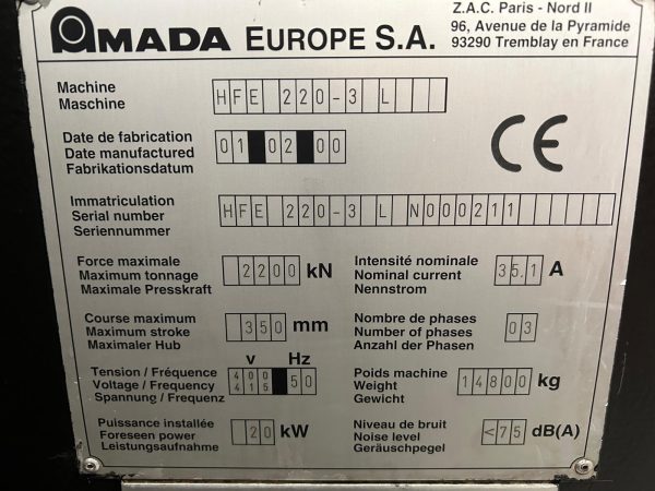 AMADA PROMECAM HFE 220-3000L LONG STROKE - Image 7