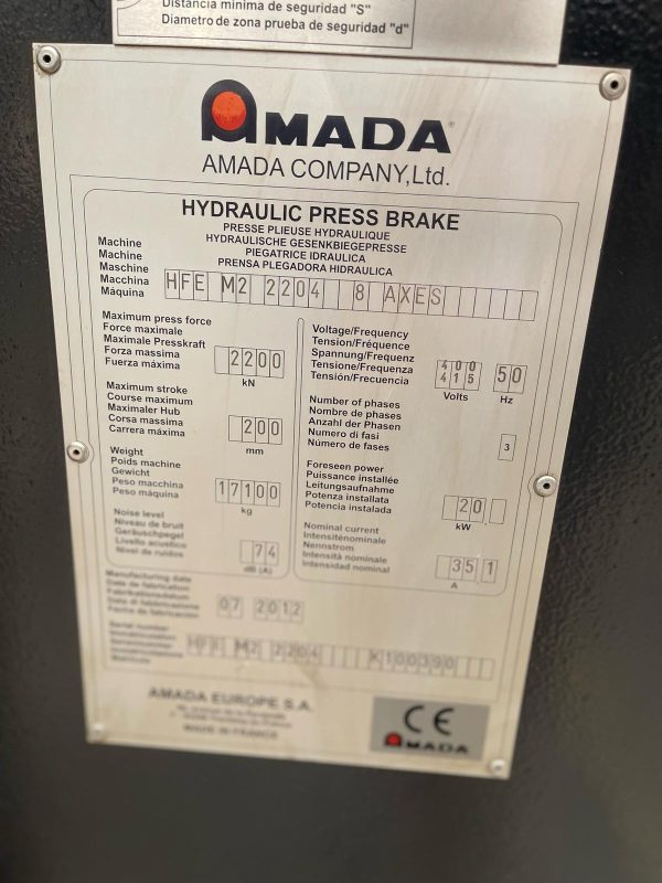 Model Amada HFE M2 220t 4m, 8 axis Press Brake - Image 6