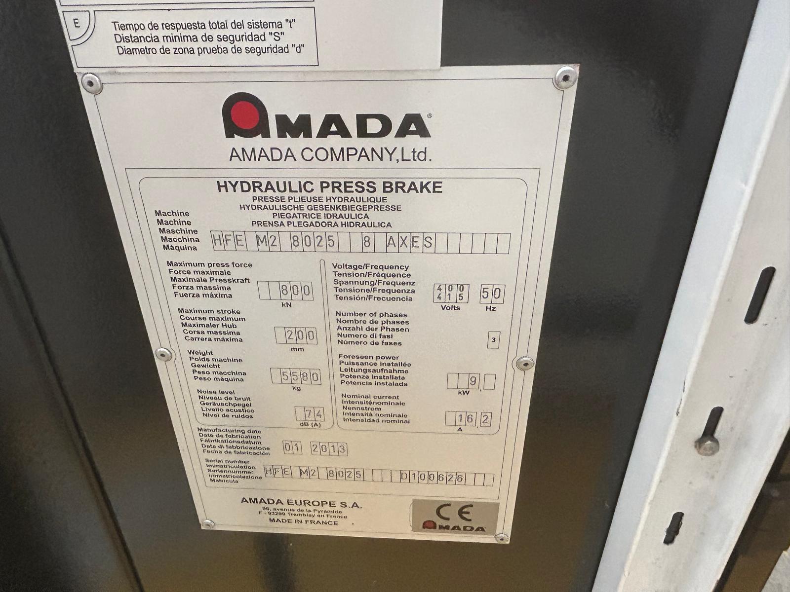 Amada HFE MK2 80 x 2500 , 8 axis Press Brake - Image 3